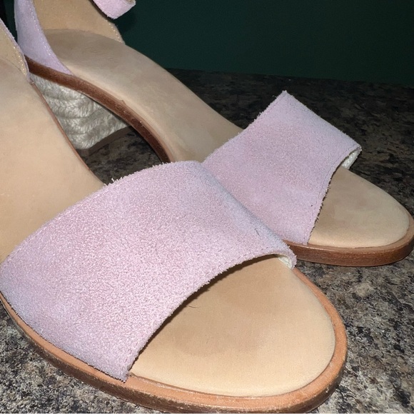 SOLUDOS Capri Block-Heel Raffia & Pink Suede Sandals Size 9. - Picture 4 of 12